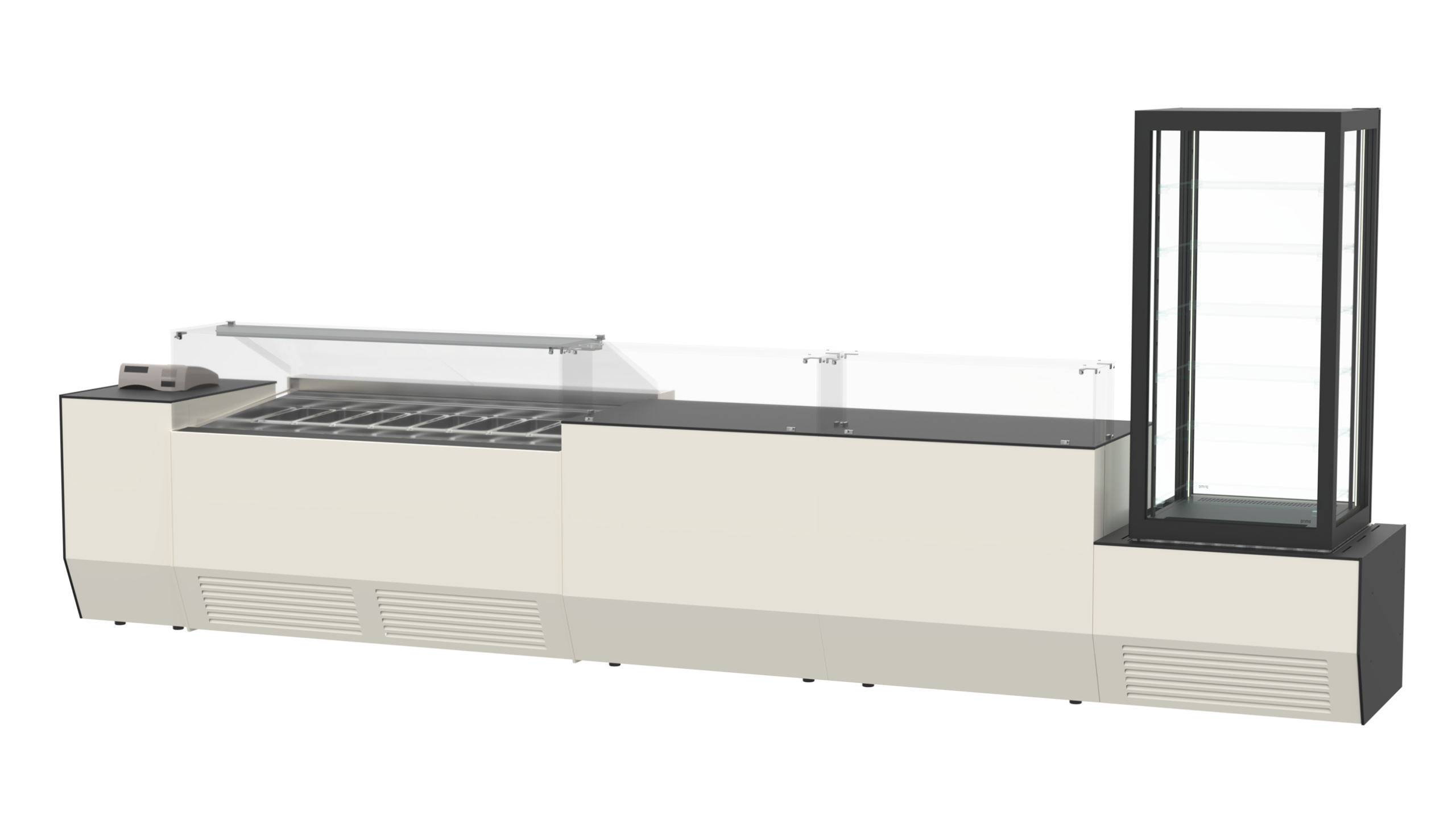 Comp_nero bianco Thanks to PRIMA FURNITURE, you are now free to design your counter entirely branded PRIMA